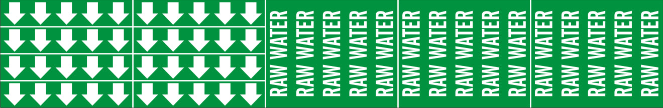 RAW WATER - PIPE MARKER WITH ARROWS - RAW WATER - PIPE MARKER WITH ARROWS, 2.25X13.5, Adhesive Vinyl
