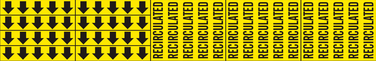 RECIRCULATED - PIPE MARKER WITH ARROWS - RECIRCULATED - PIPE MARKER WITH ARROWS, 2.25X13.5, Adhesive Vinyl