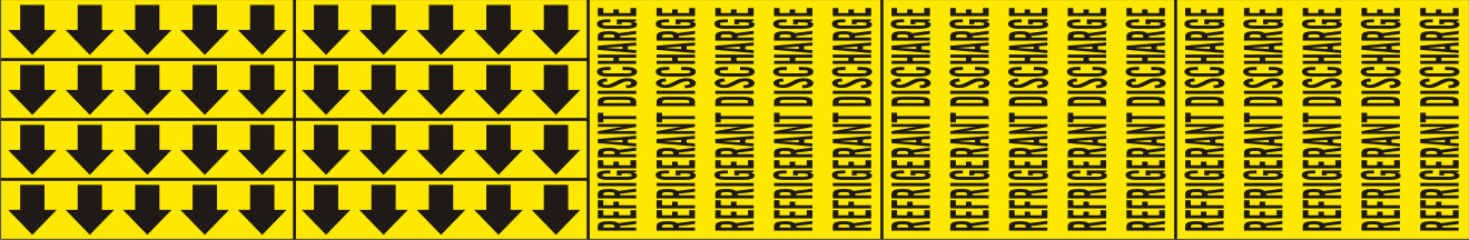 REFRIGERANT DISCHARGE - PIPE MARKER WITH ARROWS - REFRIGERANT DISCHARGE - PIPE MARKER WITH ARROWS, 2.25X13.5, Adhesive Vinyl