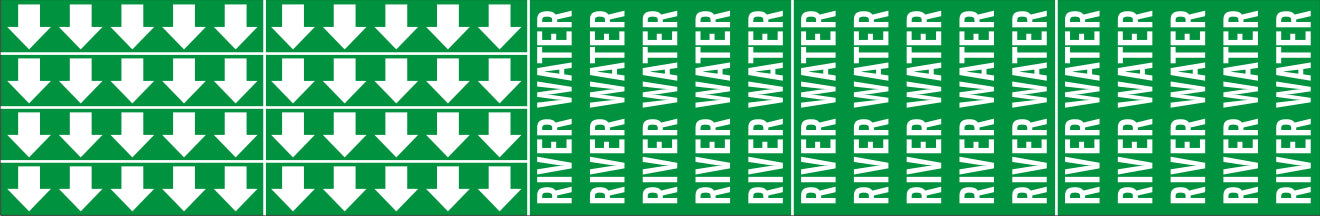RIVER WATER - PIPE MARKER WITH ARROWS - RIVER WATER - PIPE MARKER WITH ARROWS, 2.25X13.5, Adhesive Vinyl