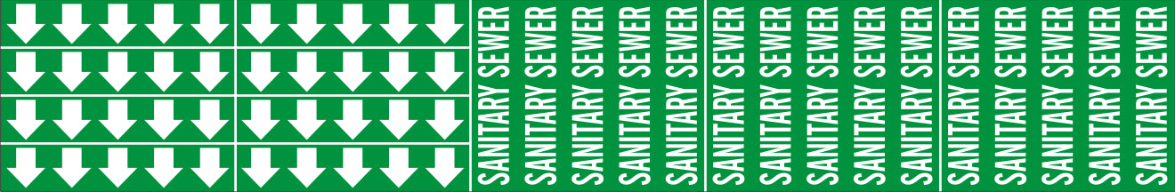 SANITARY SEWER - PIPE MARKER WITH ARROWS - SANITARY SEWER - PIPE MARKER WITH ARROWS, 2.25X13.5, Adhesive Vinyl
