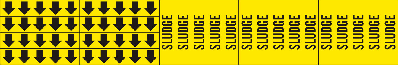 SLUDGE - PIPE MARKER WITH ARROWS - SLUDGE - PIPE MARKER WITH ARROWS, 2.25X13.5, Adhesive Vinyl