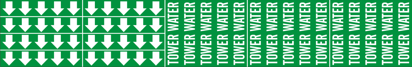 TOWER WATER - PIPE MARKER WITH ARROWS - TOWER WATER - PIPE MARKER WITH ARROWS, 2.25X13.5, Adhesive Vinyl