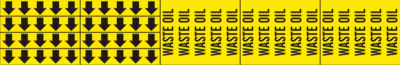 WASTE OIL - PIPE MARKER WITH ARROWS - WASTE OIL - PIPE MARKER WITH ARROWS, 2.25X13.5, Adhesive Vinyl