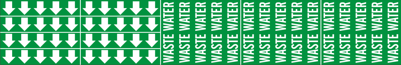 WASTE WATER - PIPE MARKER WITH ARROWS - WASTE WATER - PIPE MARKER WITH ARROWS, 2.25X13.5, Adhesive Vinyl