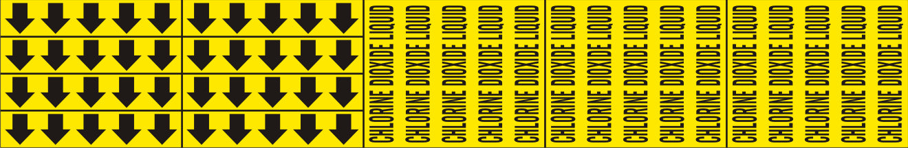 CHLORINE DIOXIDE LIQUID - PIPE MARKER WITH ARROWS - CHLORINE DIOXIDE LIQUID - PIPE MARKER WITH ARROWS, 2.25X13.5, Adhesive Vinyl