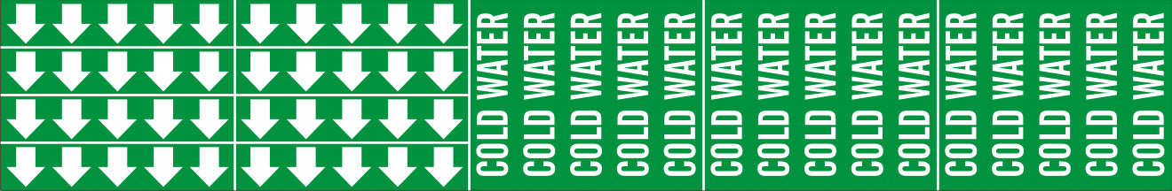 COLD WATER - PIPE MARKER WITH ARROWS - COLD WATER - PIPE MARKER WITH ARROWS, 2.25X13.5, Adhesive Vinyl