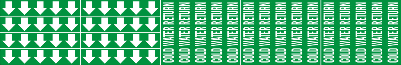 COLD WATER RETURN - PIPE MARKER WITH ARROWS - COLD WATER RETURN - PIPE MARKER WITH ARROWS, 2.25X13.5, Adhesive Vinyl