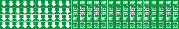 COLD WATER RETURN - PIPE MARKER WITH ARROWS
