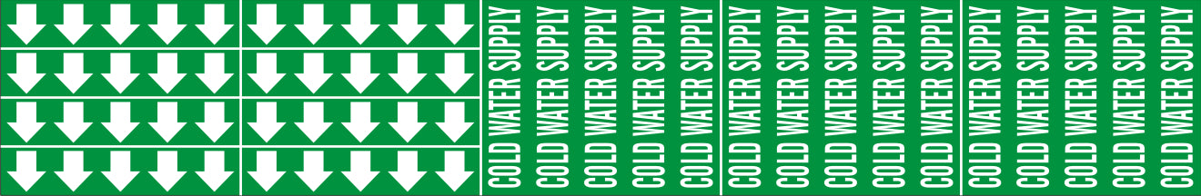COLD WATER SUPPLY - PIPE MARKER WITH ARROWS - COLD WATER SUPPLY - PIPE MARKER WITH ARROWS, 2.25X13.5, Adhesive Vinyl