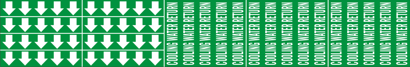 COOLING WATER RETURN - PIPE MARKER WITH ARROWS - COOLING WATER RETURN - PIPE MARKER WITH ARROWS, 2.25X13.5, Adhesive Vinyl
