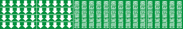 COOLING WATER RETURN - PIPE MARKER WITH ARROWS