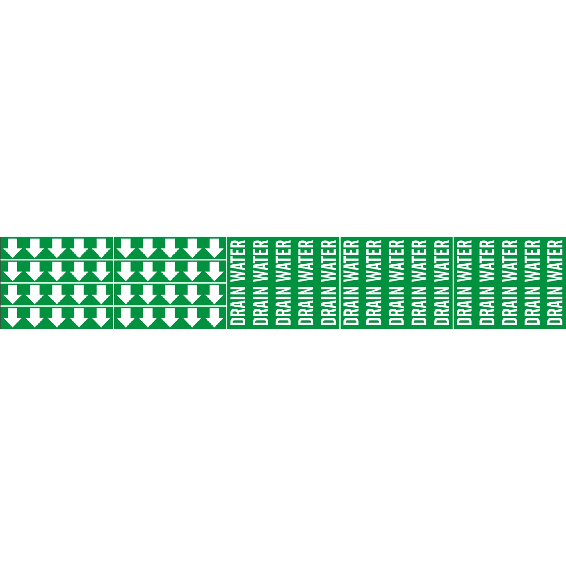 DRAIN WATER - PIPE MARKER WITH ARROWS - DRAIN WATER - PIPE MARKER WITH ARROWS, 2.25X13.5, Adhesive Vinyl