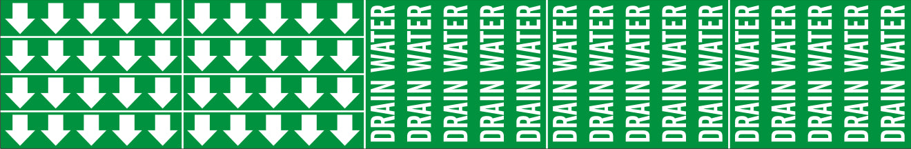 DRAIN WATER - PIPE MARKER WITH ARROWS - DRAIN WATER - PIPE MARKER WITH ARROWS, 2.25X13.5, Adhesive Vinyl