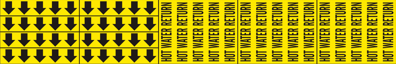 HOT WATER RETURN - PIPE MARKER WITH ARROWS - HOT WATER RETURN - PIPE MARKER WITH ARROWS, 2.25X13.5, Adhesive Vinyl