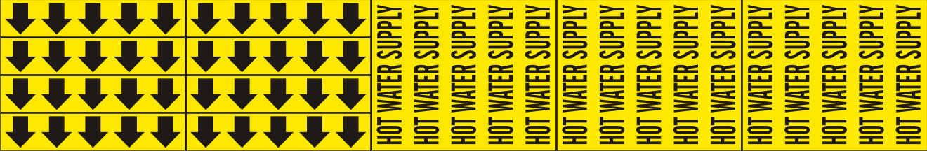 HOT WATER SUPPLY - PIPE MARKER WITH ARROWS - HOT WATER SUPPLY - PIPE MARKER WITH ARROWS, 2.25X13.5, Adhesive Vinyl