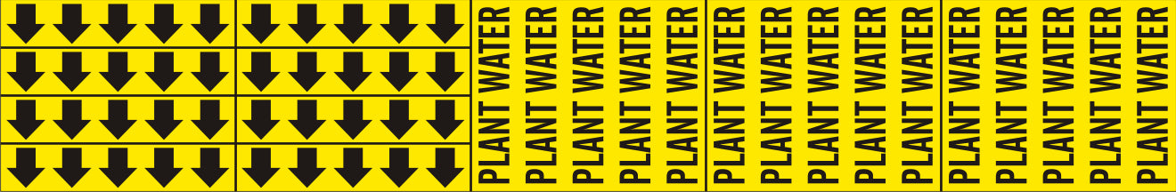 PLANT WATER - PIPE MARKER WITH ARROWS - PLANT WATER - PIPE MARKER WITH ARROWS, 2.25X13.5, Adhesive Vinyl