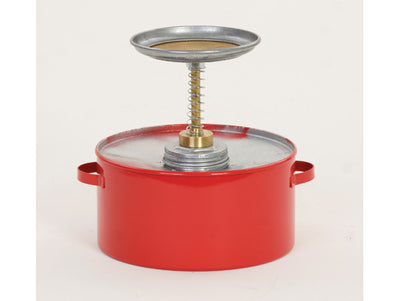 Justrite Plunger Dispensing Can - 2 Quart - Dasher screen - Galvanized Steel - Red - P702