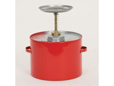 Justrite Plunger Dispensing Can - 4 Quart - Dasher screen - Galvanized Steel - Red - P704