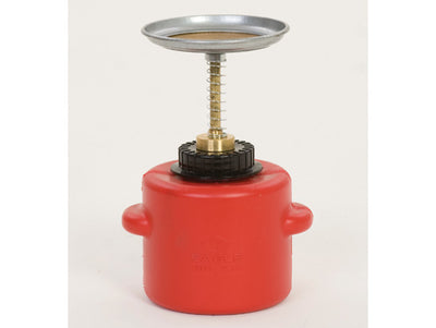 Justrite Plunger Dispensing Can - 1 Quart - Dasher screen - Polyethylene - Red - P711