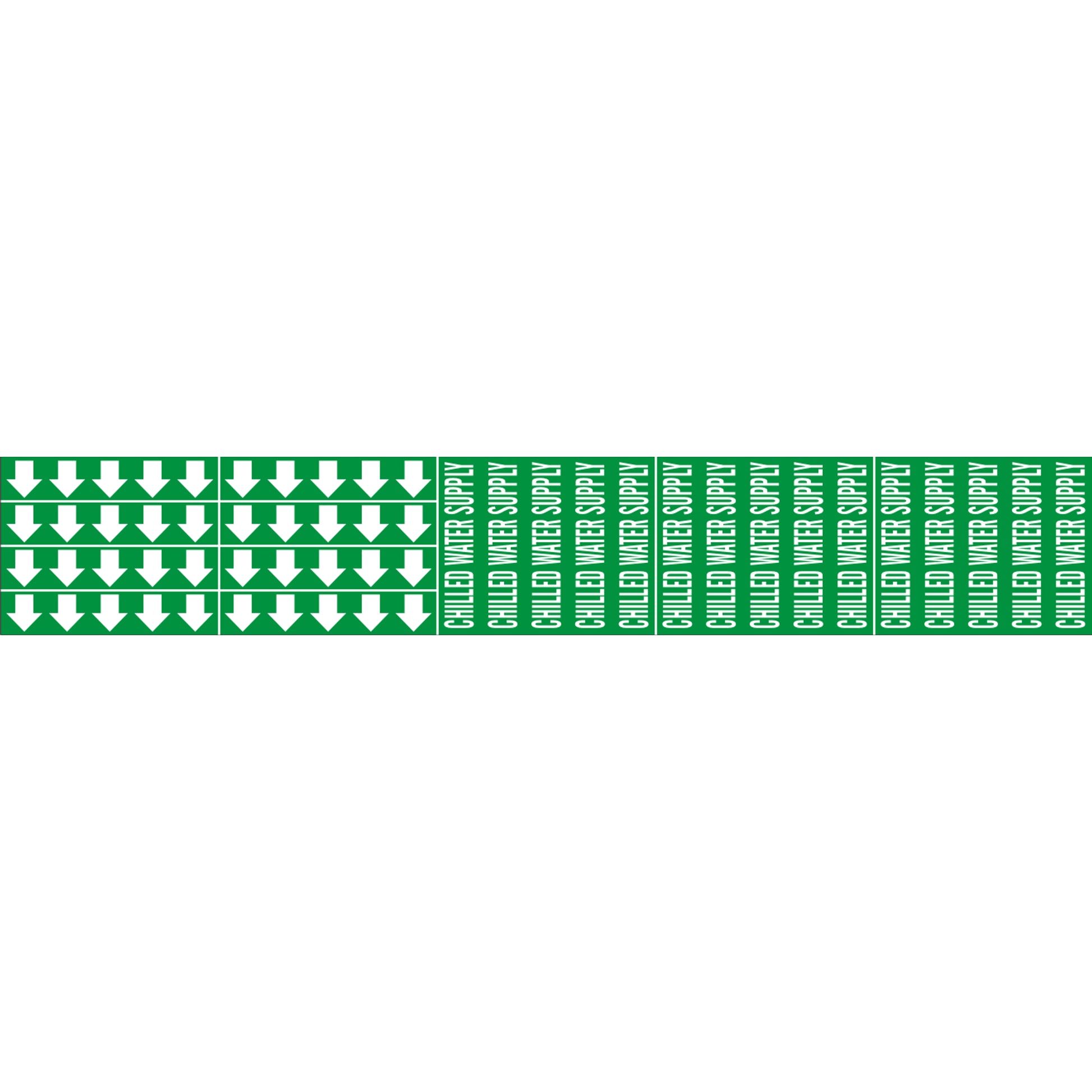 CHILLED WATER SUPPLY - PIPE MARKER WITH ARROWS - CHILLED WATER SUPPLY - PIPE MARKER WITH ARROWS, 2.25X13.5, Adhesive Vinyl