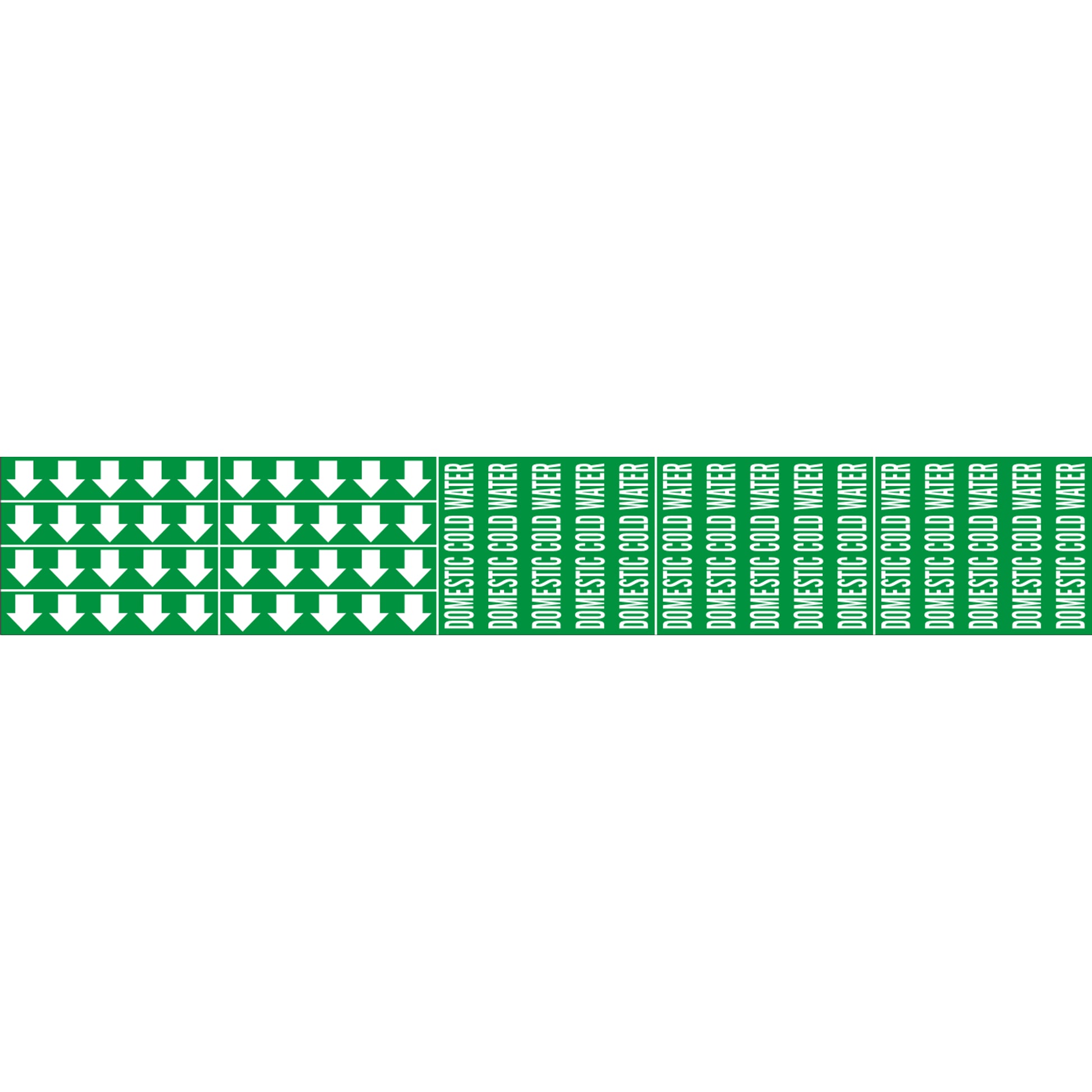 DOMESTIC COLD WATER - PIPE MARKER WITH ARROWS - DOMESTIC COLD WATER - PIPE MARKER WITH ARROWS, 2.25X13.5, Adhesive Vinyl