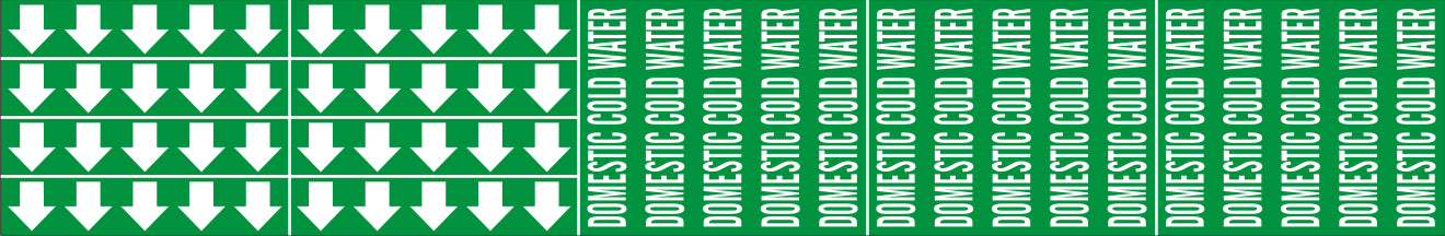 DOMESTIC COLD WATER - PIPE MARKER WITH ARROWS - DOMESTIC COLD WATER - PIPE MARKER WITH ARROWS, 2.25X13.5, Adhesive Vinyl