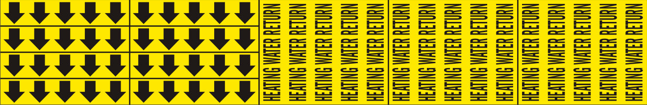HEATING WATER RETURN - PIPE MARKER WITH ARROWS - HEATING WATER RETURN - PIPE MARKER WITH ARROWS, 2.25X13.5, Adhesive Vinyl