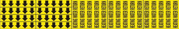 HEATING WATER RETURN - PIPE MARKER WITH ARROWS