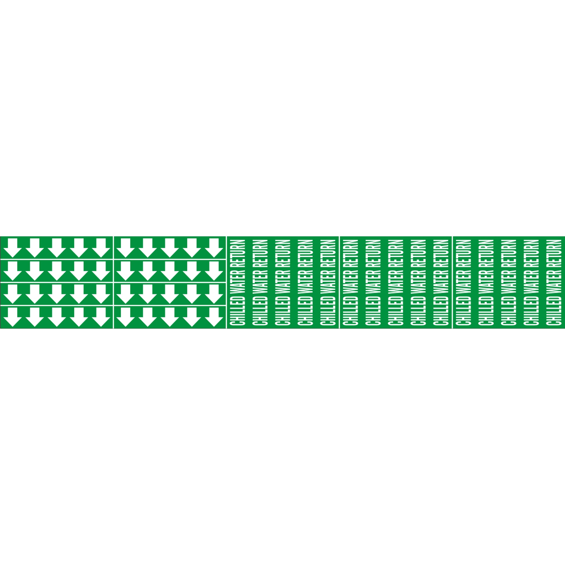 CHILLED WATER RETURN - PIPE MARKER WITH ARROWS - CHILLED WATER RETURN - PIPE MARKER WITH ARROWS, 2.25X13.5, Adhesive Vinyl