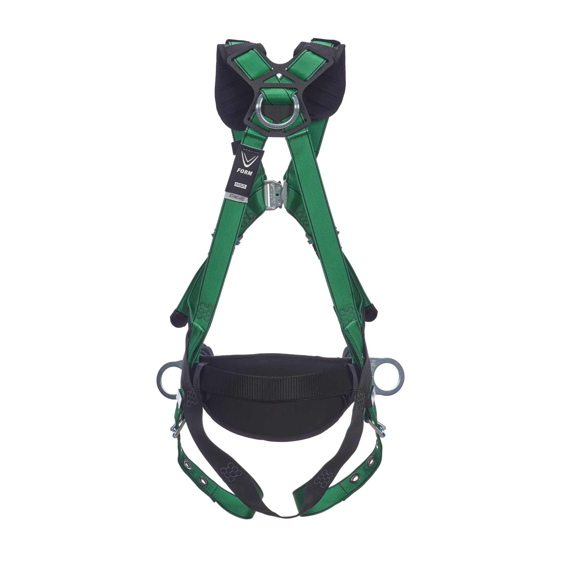 MSA V-FORM Construction Harness w/Back & Side D-Rings - Tongue Buckle Leg Straps Quick Connect Chest Buckle - Shoulder Padding - Standard - 10207734