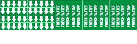 FRESH WATER - PIPE MARKER WITH ARROWS - FRESH WATER - PIPE MARKER WITH ARROWS, 2.25X13.5, Adhesive Vinyl