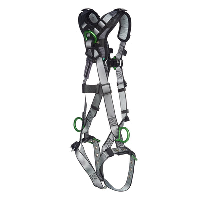 MSA V-FIT Harness w/Back, Front & Side D-Rings - Tongue Buckle Leg Straps - Shoulder Padding - Extra Small - 10194896