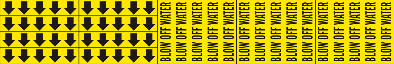 BLOW OFF WATER - PIPE MARKER WITH ARROWS - BLOW OFF WATER - PIPE MARKER WITH ARROWS, 2.25X13.5, Adhesive Vinyl