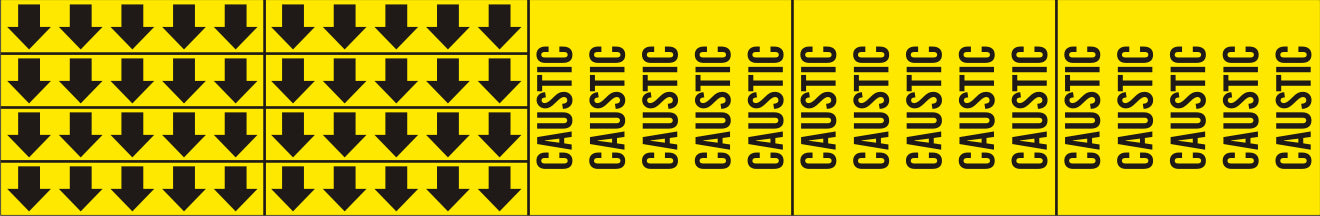 CAUSTIC - PIPE MARKER WITH ARROWS - CAUSTIC - PIPE MARKER WITH ARROWS, 2.25X13.5, Adhesive Vinyl