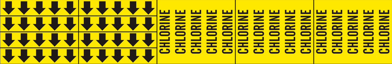 CHLORINE - PIPE MARKER WITH ARROWS - CHLORINE - PIPE MARKER WITH ARROWS, 2.25X13.5, Adhesive Vinyl