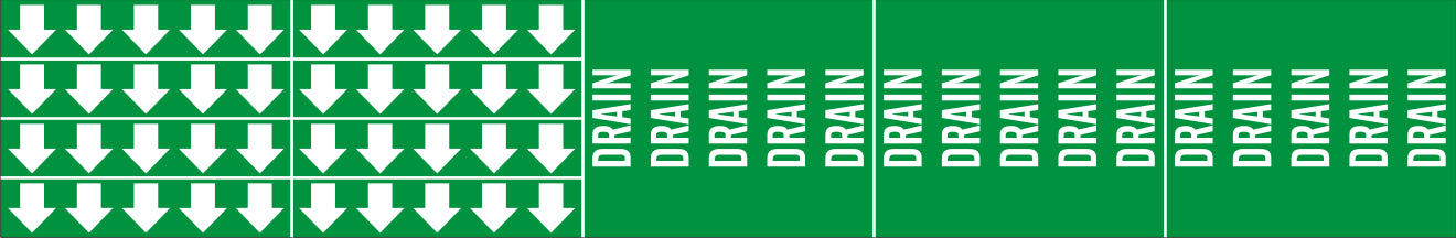 DRAIN - PIPE MARKER WITH ARROWS - DRAIN - PIPE MARKER WITH ARROWS, 2.25X13.5, Adhesive Vinyl