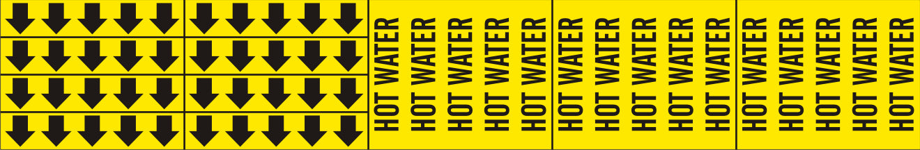 HOT WATER - PIPE MARKER WITH ARROWS - HOT WATER - PIPE MARKER WITH ARROWS, 2.25X13.5, Adhesive Vinyl