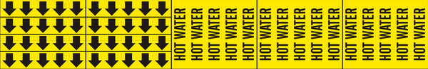 HOT WATER - PIPE MARKER WITH ARROWS
