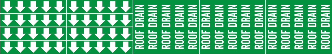 ROOF DRAIN - PIPE MARKER WITH ARROWS - ROOF DRAIN - PIPE MARKER WITH ARROWS, 2.25X13.5, Adhesive Vinyl