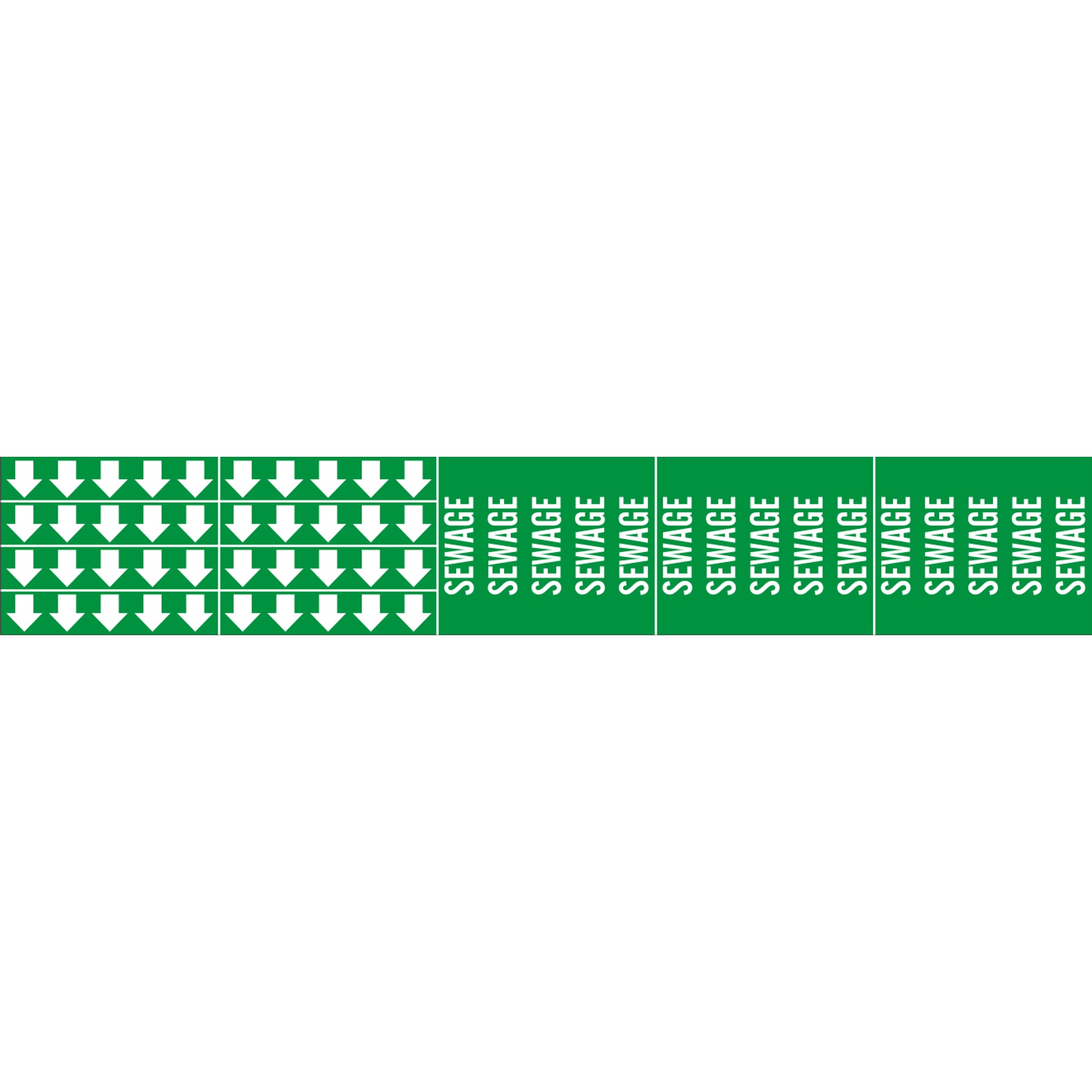 SEWAGE - PIPE MARKER WITH ARROWS - SEWAGE - PIPE MARKER WITH ARROWS, 2.25X13.5, Adhesive Vinyl