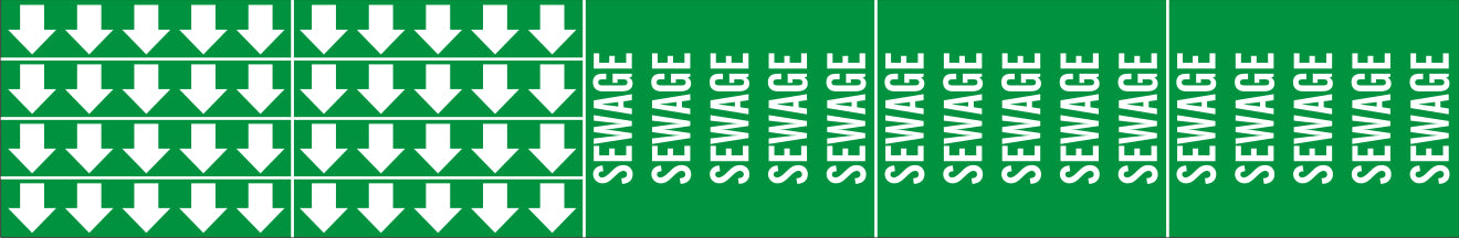 SEWAGE - PIPE MARKER WITH ARROWS - SEWAGE - PIPE MARKER WITH ARROWS, 2.25X13.5, Adhesive Vinyl