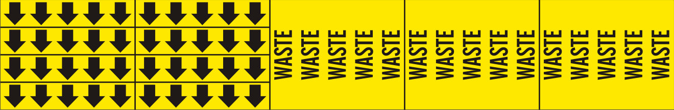 WASTE - PIPE MARKER WITH ARROWS - WASTE - PIPE MARKER WITH ARROWS, 2.25X13.5, Adhesive Vinyl