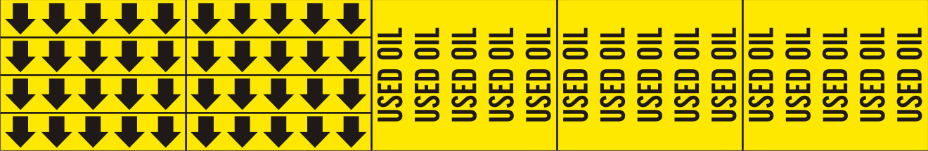 USED OIL - PIPE MARKER WITH ARROWS - USED OIL - PIPE MARKER WITH ARROWS, 2.25X13.5, Adhesive Vinyl