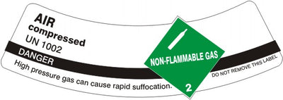 AIR COMPRESSED UN 1002 WITH CLASS 2 NON FLAMMABLE PLACARD - CYLINDER LABEL
