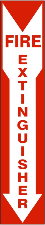 FIRE EXTINGUISHER RED ON WHT DOWN ARROW