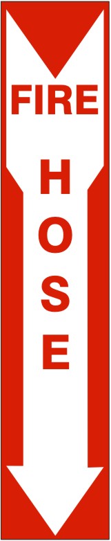 FIRE HOSE RED ON WHT DOWN ARROW