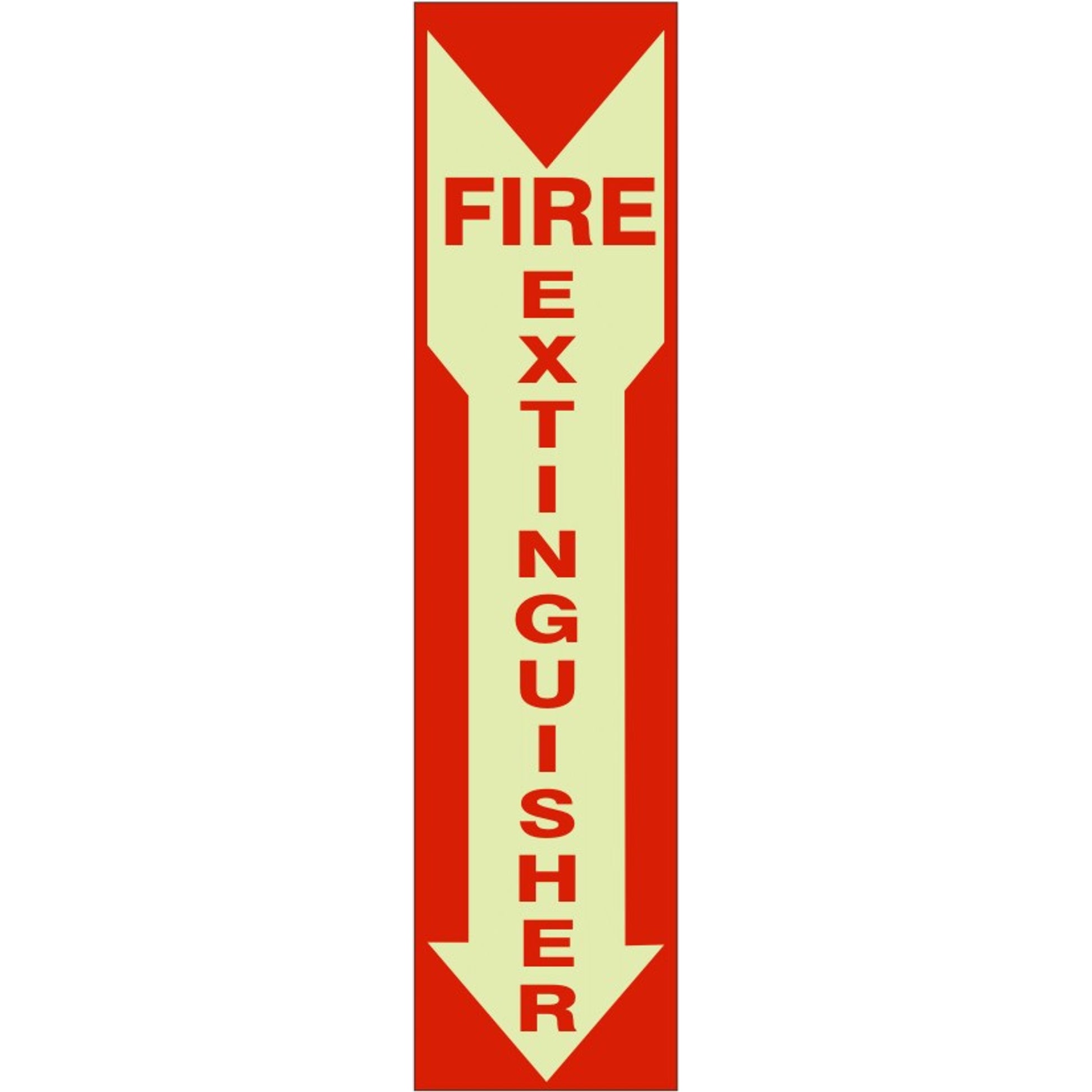 FIRE EXTINGUISHER GLOW ON DOWN ARROW - FIRE EXTINGUISHER GLOW ON DOWN ARROW, 4X20, Glow Self-Adhesive