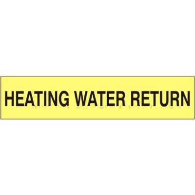 HEATING WATER RETURN   PERFORATED ROLL PIPE MARKER - HEATING WATER RETURN   PERFORATED ROLL PIPE MARKER, 2”X18Y, Adhesive Vinyl