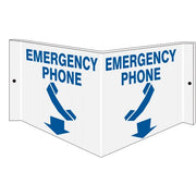 EMERGENCY PHONE PICTO WITH ARROW - PROJECTING WALL SIGN - EMERGENCY PHONE PICTO WITH ARROW - PROJECTING WALL SIGN, 6X12, Acrylic